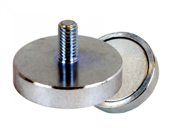 Neodymium Shallow Pot Magnet with an External Thread