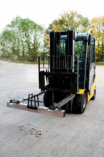 Fork Lift Mounted Magnetic Sweeper in action