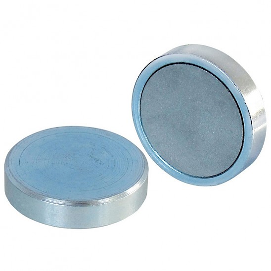 Ferrite Shallow Pot Magnets (Zinc Plated)